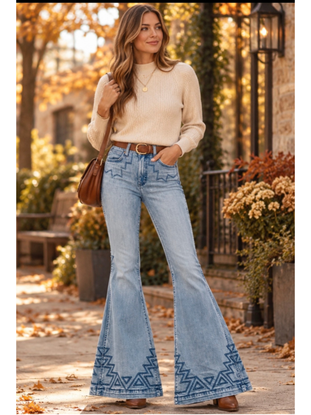 Wrangler Retro Premium Women’s 27x36 High Rise Embellished Trumpet Flare Jeans - Picture 2 of 14